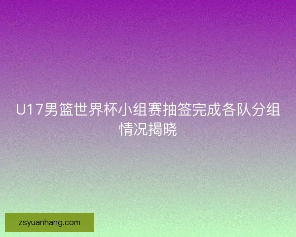 U17男篮世界杯小组赛抽签完成各队分组情况揭晓