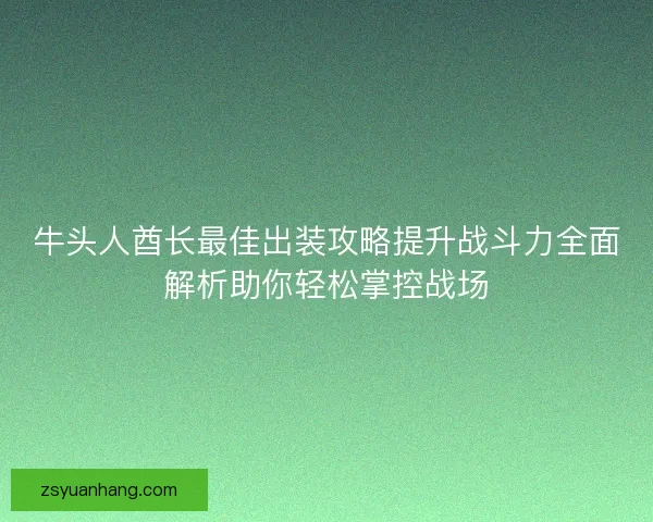 牛头人酋长最佳出装攻略提升战斗力全面解析助你轻松掌控战场