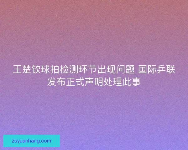 王楚钦球拍检测环节出现问题 国际乒联发布正式声明处理此事
